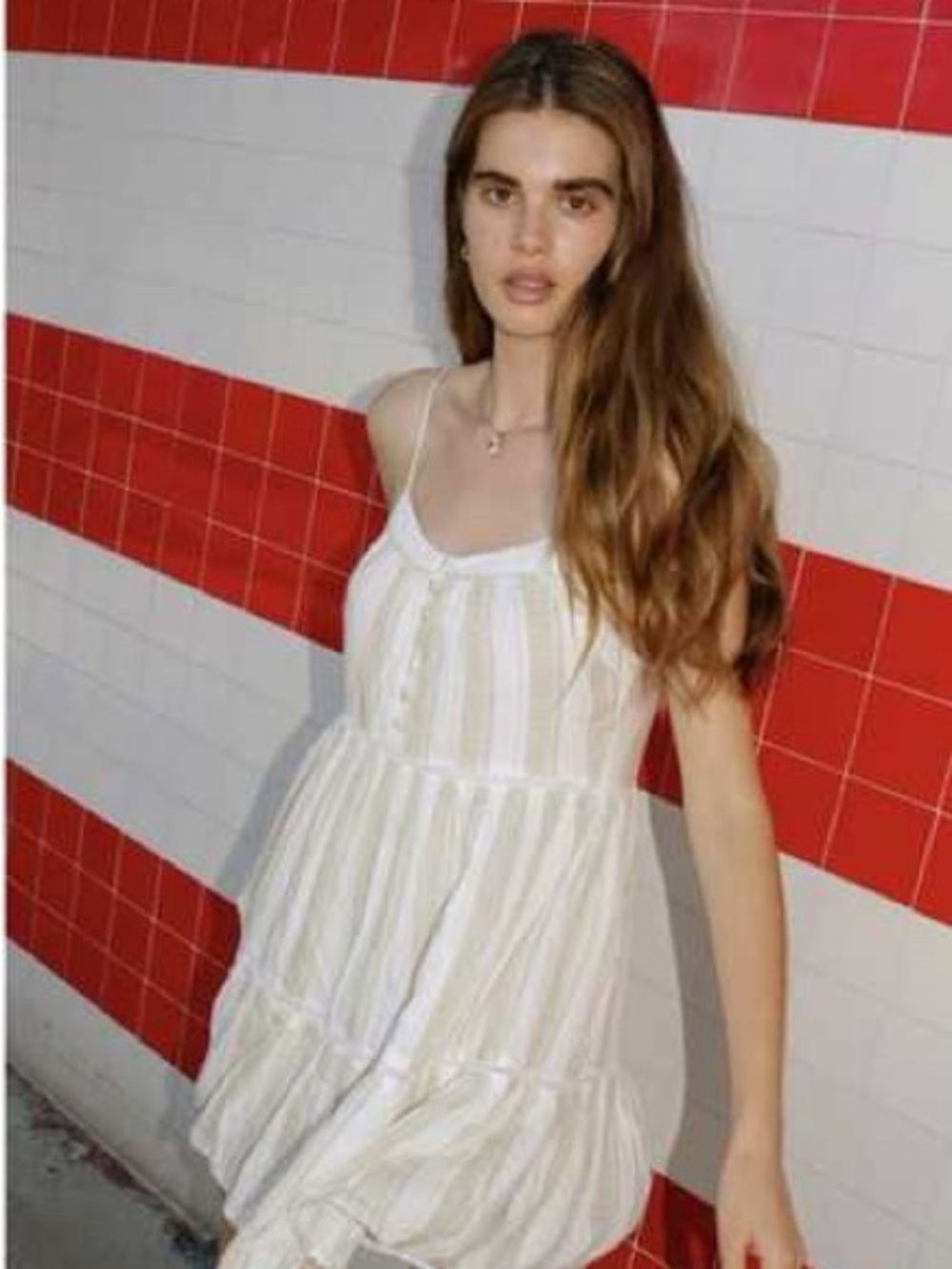 Urban Outfitters Lightweight Cream and White Striped Sundress